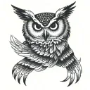 side view of owl wings spread in the air coming down as if it was striking prey  tattoo design idea