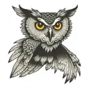 side view of owl wings spread in the air coming down as if it was striking prey  tattoo design idea