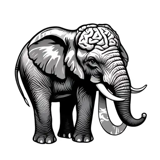 "Mara " elephant with brain cancer ribbon  tattoo design idea