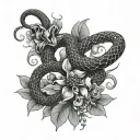 snake scorpion flowers tattoo design idea