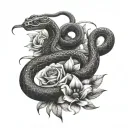 snake scorpion flowers tattoo design idea