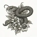 snake scorpion flowers tattoo design idea