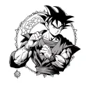 DragonballZ gohan tattoo Victorian style black and white tattoo design idea