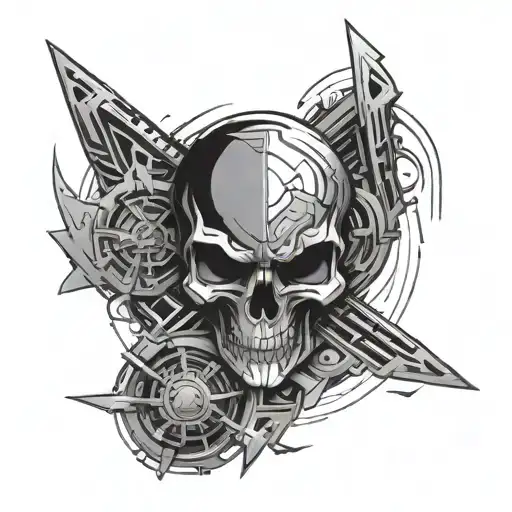 cyber sigilism knee tattoo simple tattoo design idea