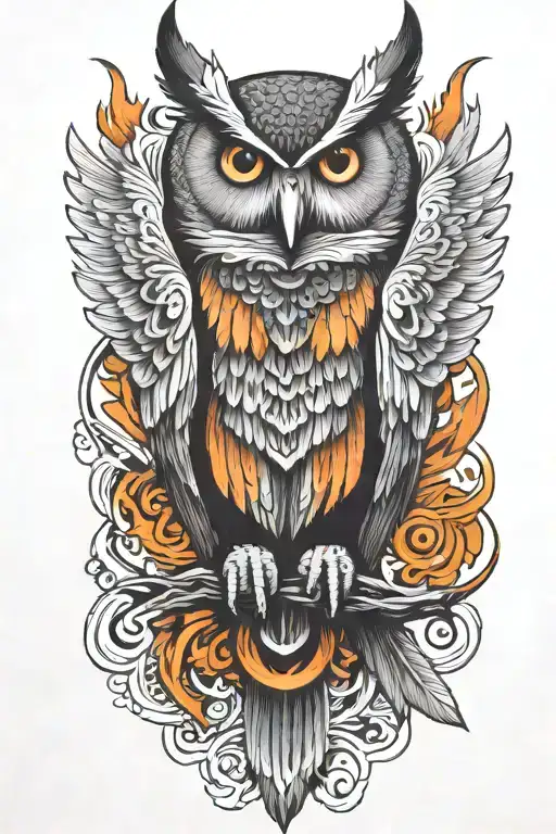 phoenix and an owl tattoo design idea