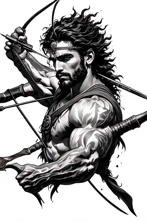 arjun archer shooting an arrow tattoo design idea