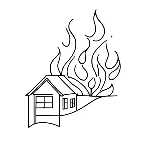 wrld on fire with a house that isn't burning tattoo design idea