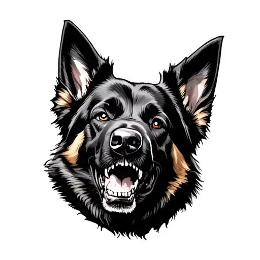 angry black german shepherd dog tattoo design idea