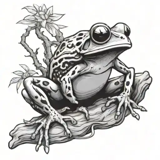 samurai tree frog tattoo design idea