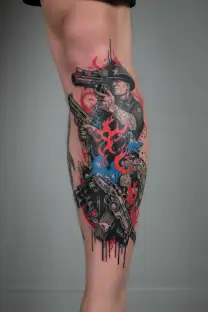 law enforcement military thin blue 7/14/23 flames left arm 1776 we the people tattoo design idea