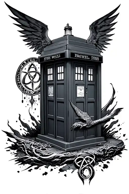 The Tardis of Doctor Who, the Trisquel of Teen Wolf, the Triquetra de Charmed and the relics of death tattoo design idea