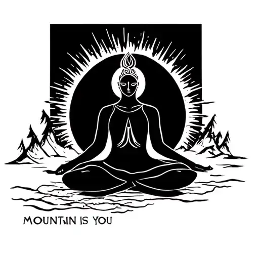  “The mountain is you” with a yoga shakra tattoo design idea