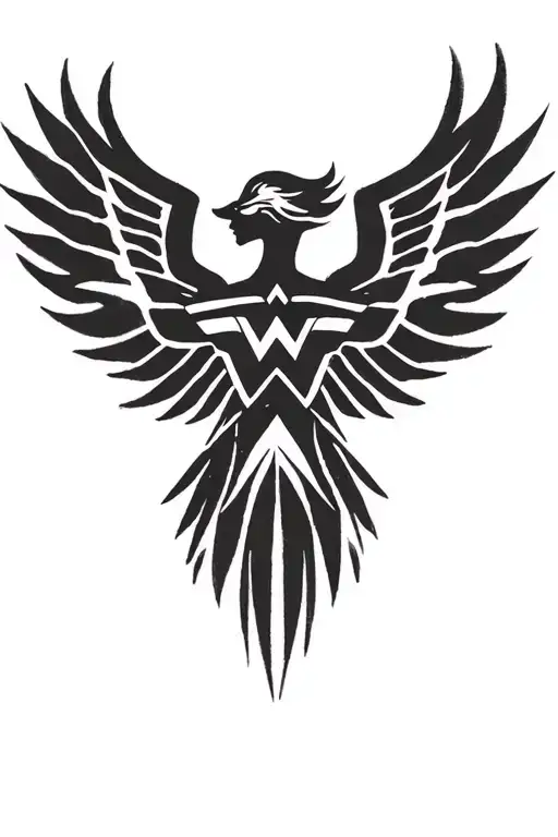 Phoenix with wonder woman logo tattoo design idea
