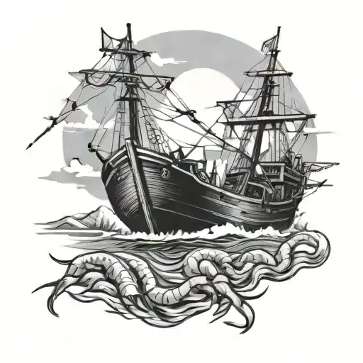 shrimp boat tattoo design idea