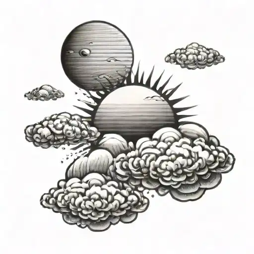 sun over clouds and rain  tattoo design idea
