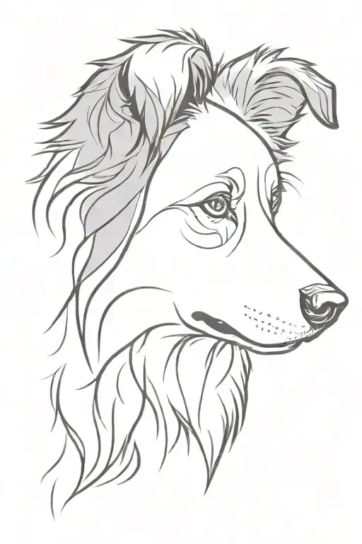 Border Collie head profile tattoo design idea