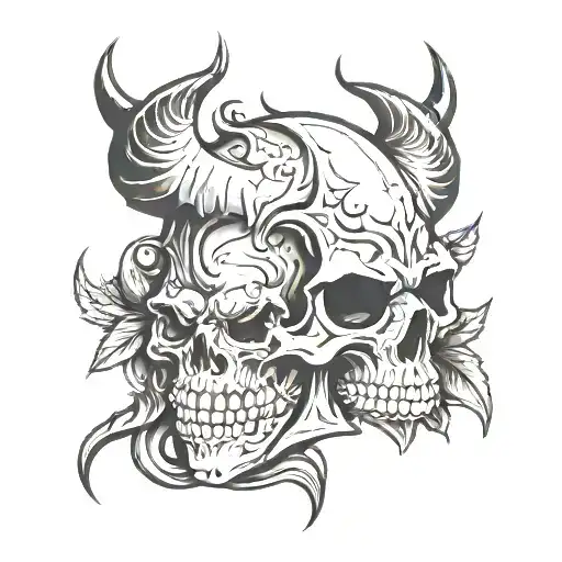devil horn skull tattoo design idea