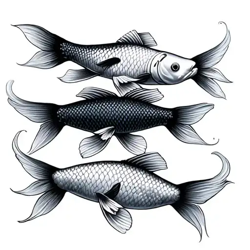 koi fishes swimming together tattoo design idea