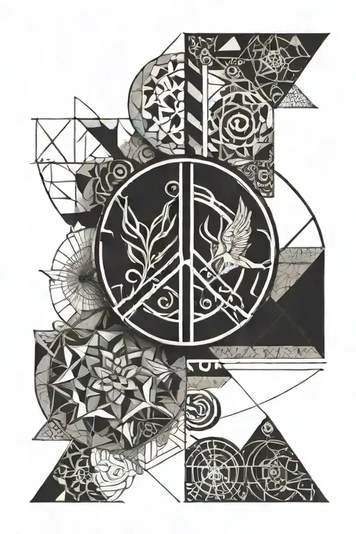 a tattoo featuring a message of peace love and prosperity tattoo design idea