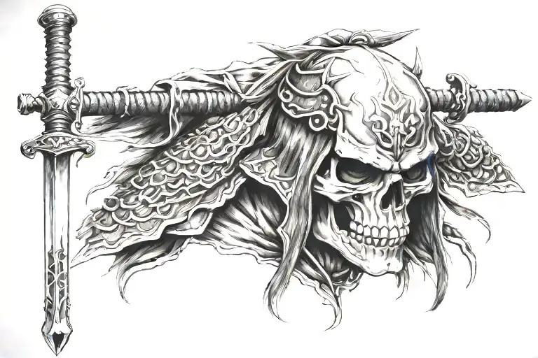 Skull, death, samurai warrior tattoo design idea