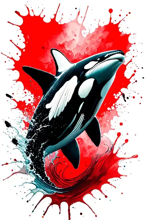 orca whale swimming in a sea tattoo design idea