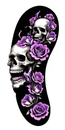 many small skulls with roses purple and white Cala lily pink clouds tattoo design idea