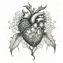 gothick anatomical heart with thorns vine wrapped tattoo design idea