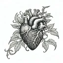 gothick anatomical heart with thorns vine wrapped tattoo design idea