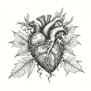 gothick anatomical heart with thorns vine wrapped tattoo design idea