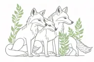 threeheaded angry fox fern plant tattoo design idea