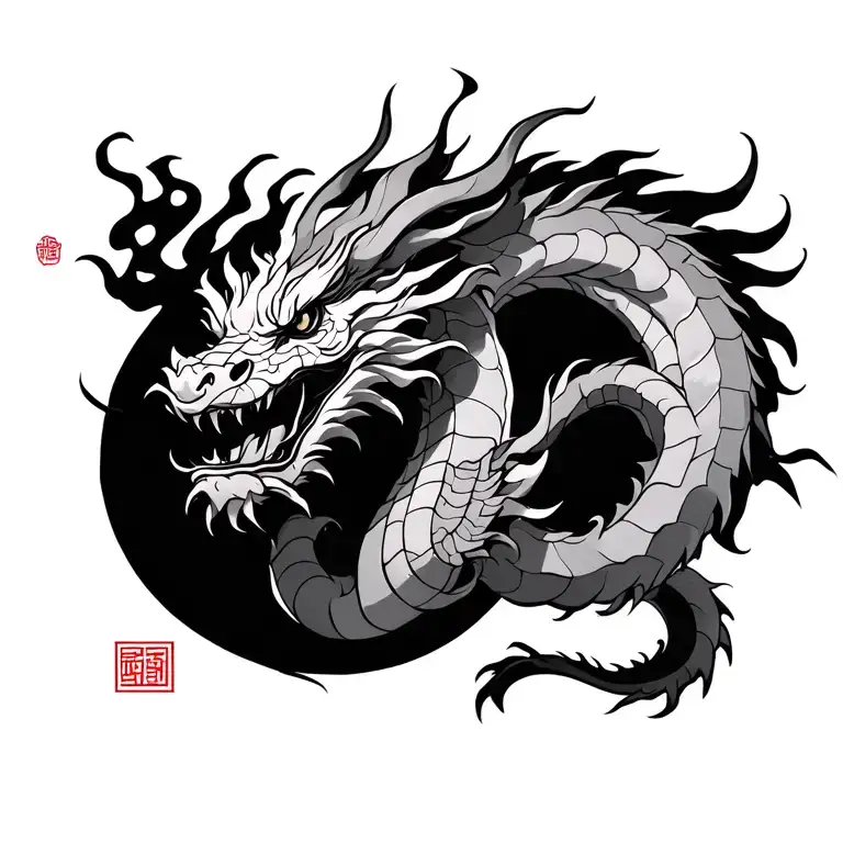 kite chine dragon on the name  tattoo design idea
