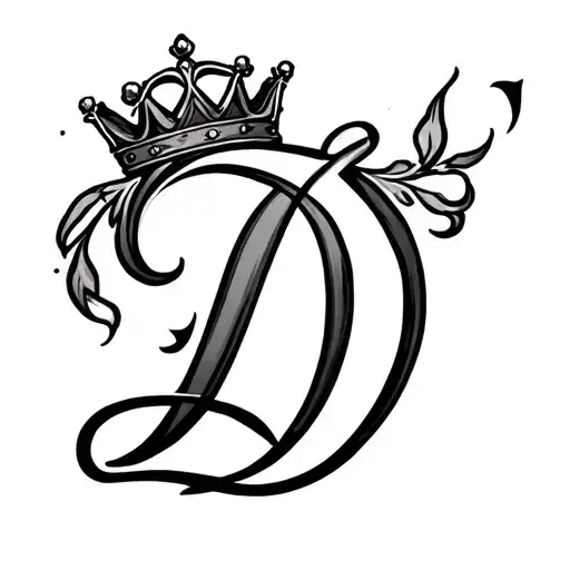 cursive letter D with a crown on top tattoo design idea