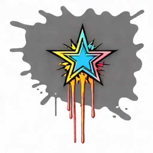 star that has been sprayed and the paint is dripping off tattoo design idea