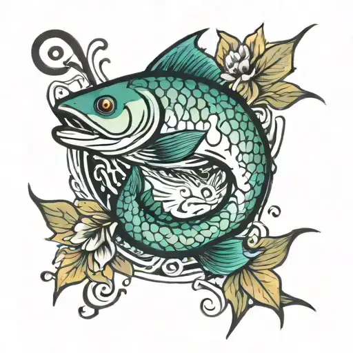 fishing creek tattoo design idea