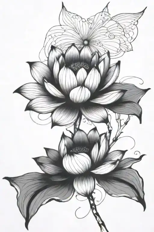 lotus blue gray tattoo design idea
