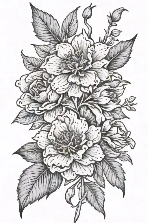 October august may February March birth flower tattoo design idea