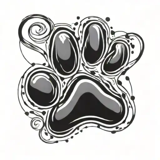 small cat paw print with love heart shape tattoo design idea