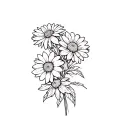 Chrysanthemum, Aster, Narcissus flower bouquet tattoo design idea