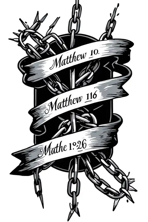 "Matthew 19:26" broken chain links tattoo design idea