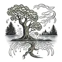 Tree in rain  tattoo design idea