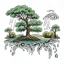 Tree in rain  tattoo design idea