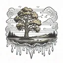 Tree in rain  tattoo design idea