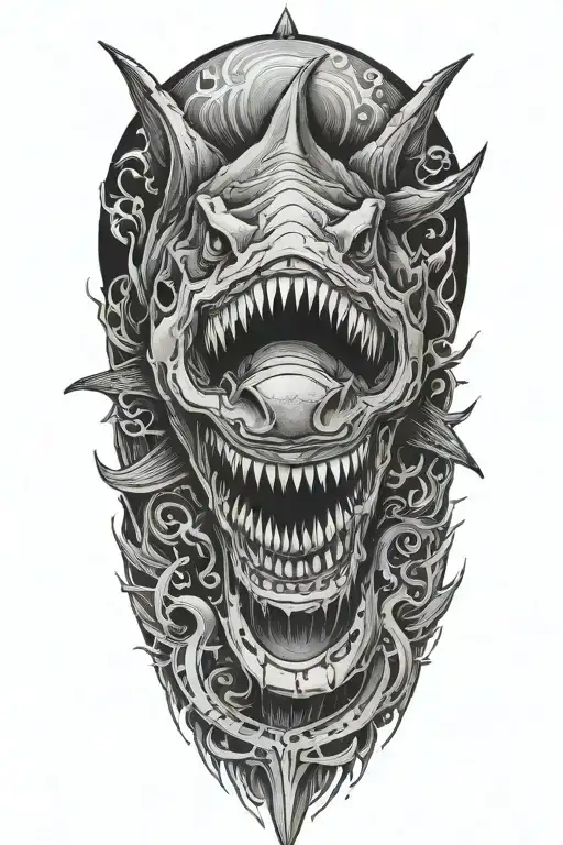 demon shark tattoo design idea