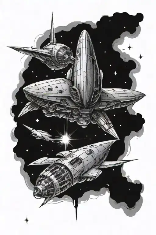 Vhagar and silencer spaceship soaring tattoo design idea