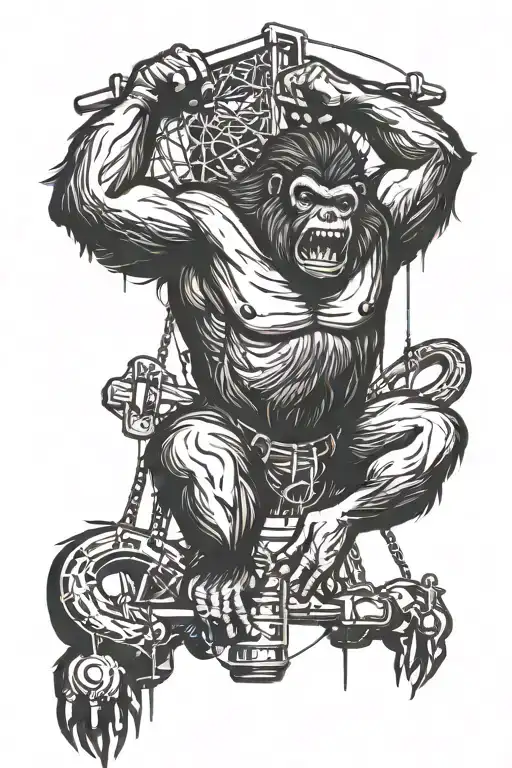 Angry Gorilla Hanging from Cell tower yelling into the sky. tattoo design idea