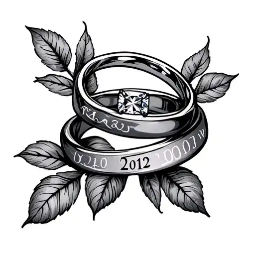 wedding ring tattoo with date tattoo design idea