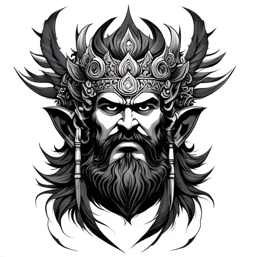 ravana offering head tattoo design idea