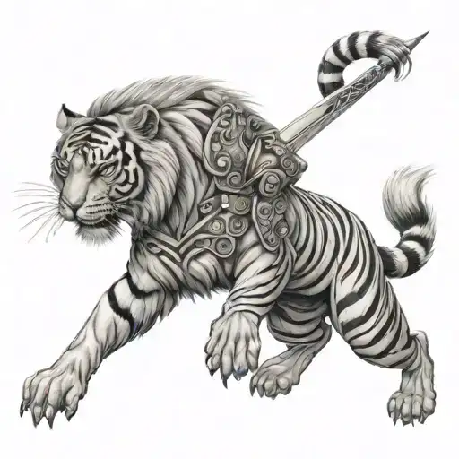 Persian warrior fused with a tiger tattoo design idea