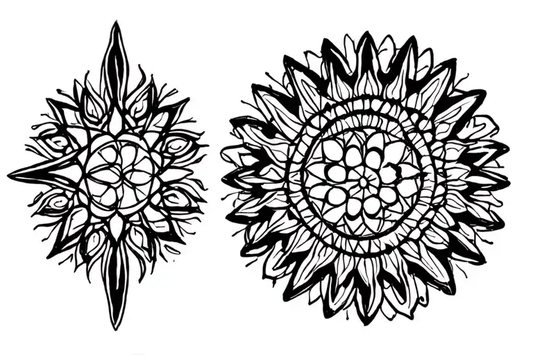 Mandala where Sun Mon tattoo design idea