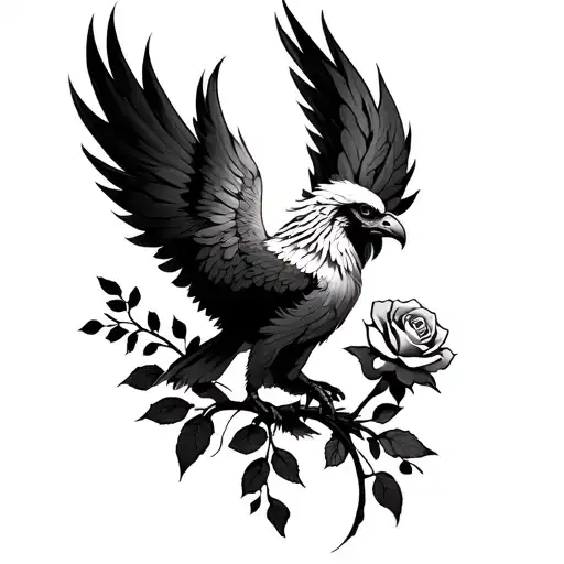 phoenix carrying a rose tattoo tattoo design idea